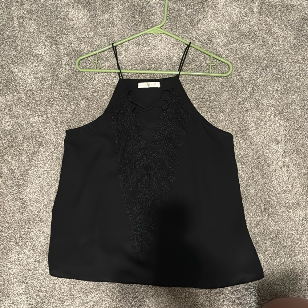 wayf black lace tank top